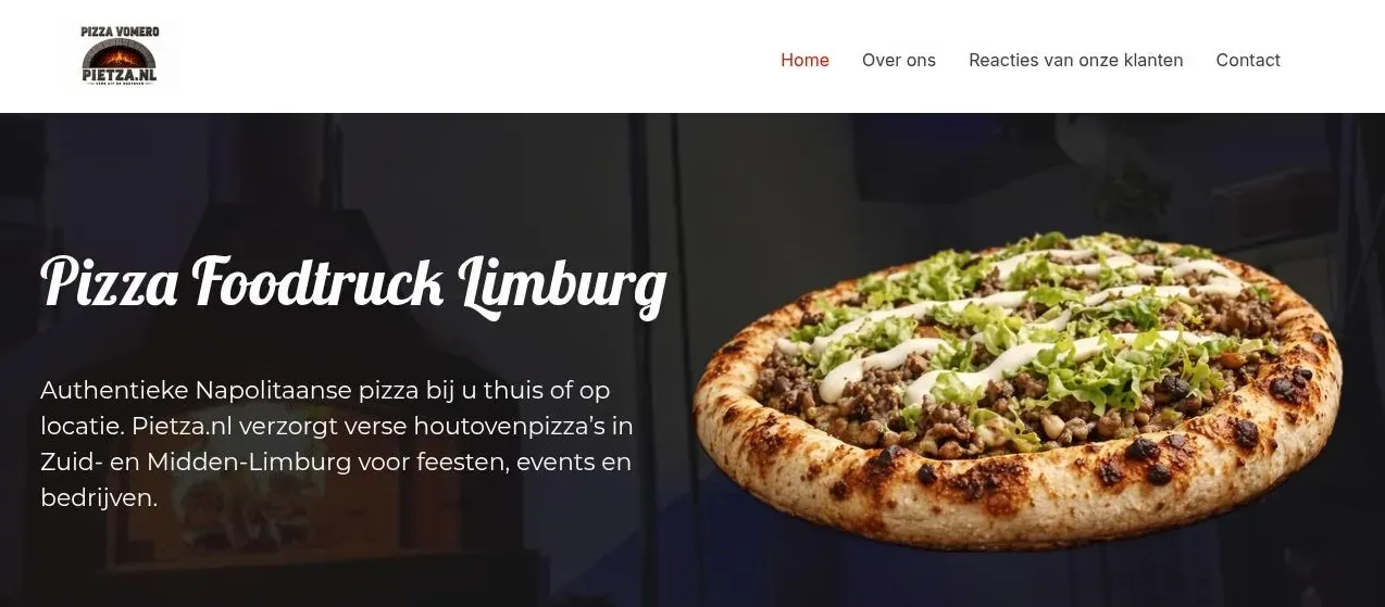 Homepage van Pietza.nl