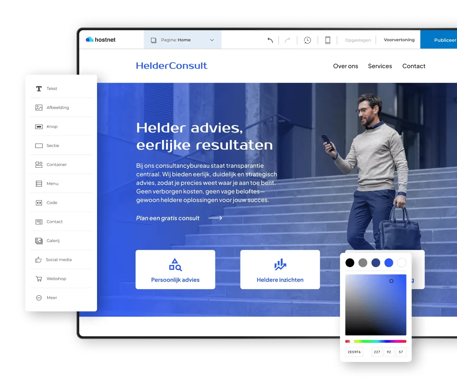 Website voor een zzp'er met kleurkiezer