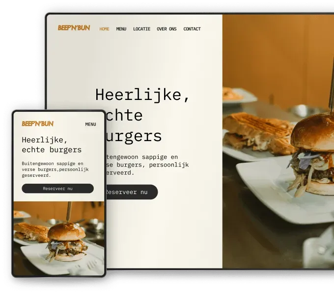 Schermen met een restaurantwebsite