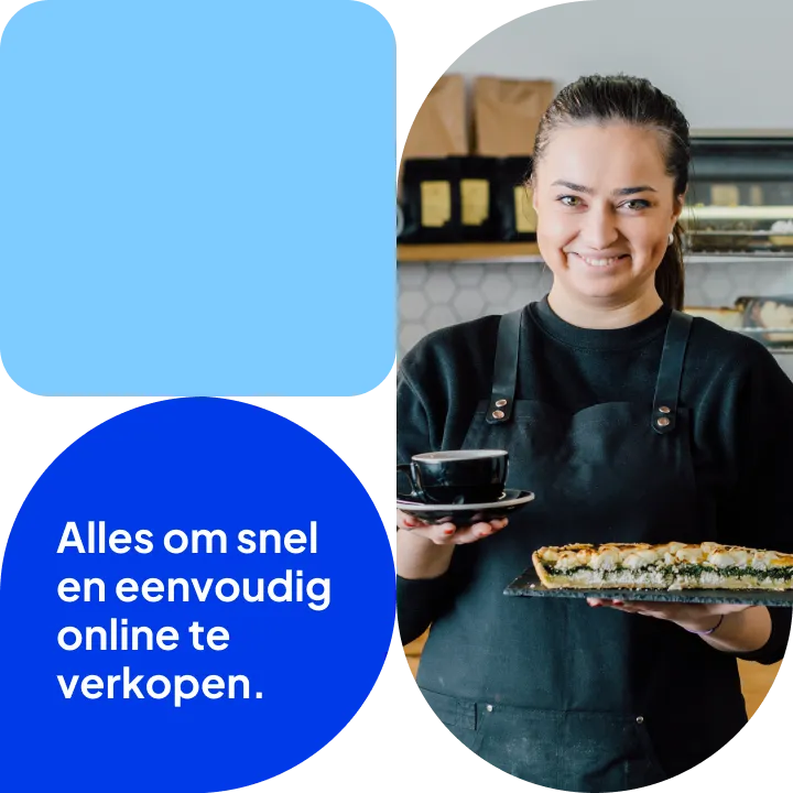 Barista met koffie en taart.